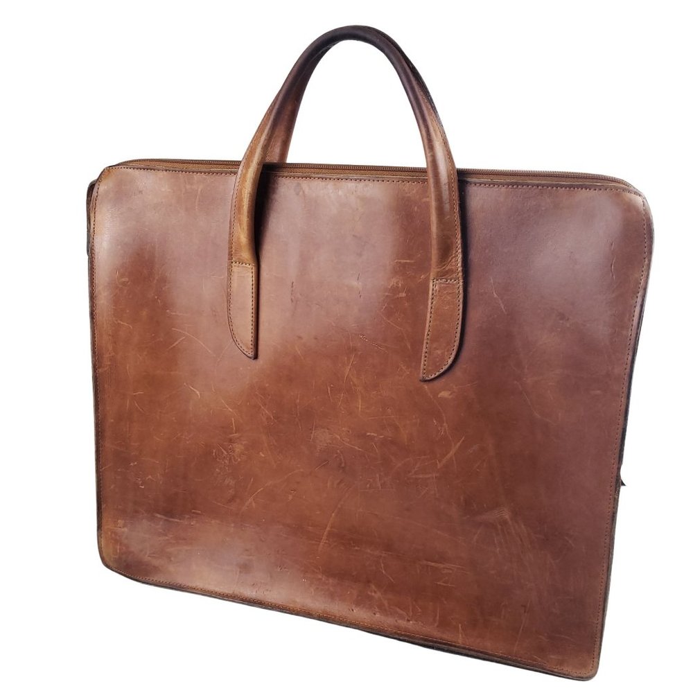 Gabahn Peanut Butter Leather Vintage Briefcase New York City - Picture 5 of 9